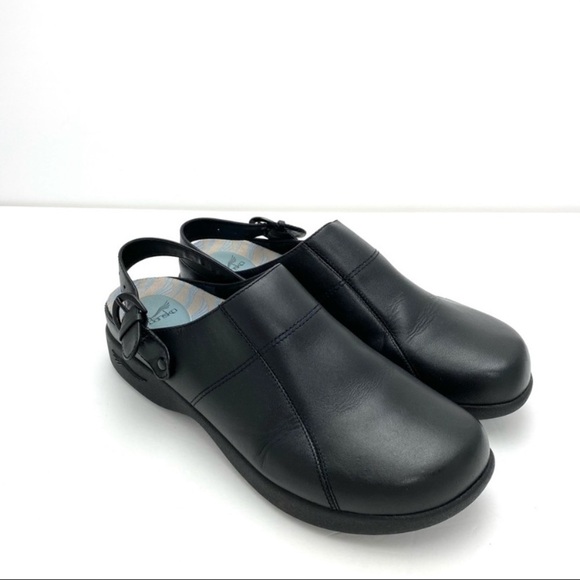 Dansko Leather lightweight Slingback Professional Clogs in Black - Picture 2 of 11